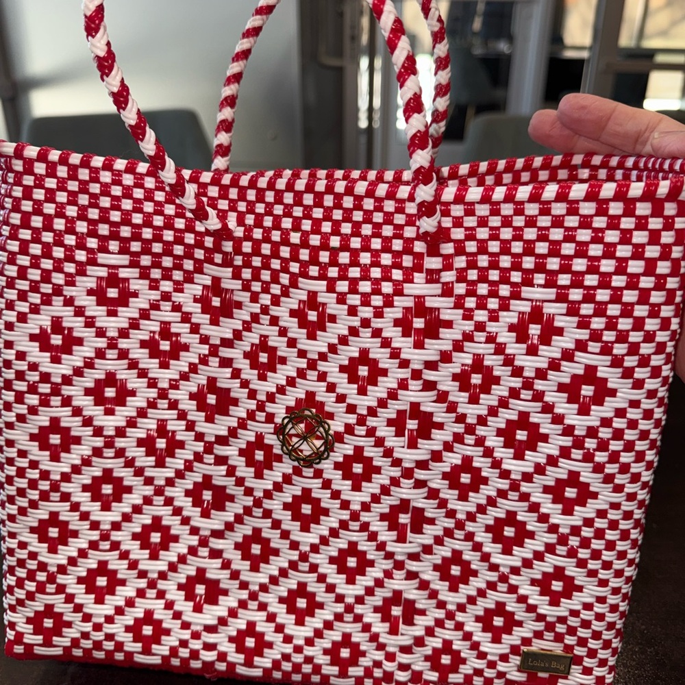 Lola’s Bag Red and White Patterned Tote Bag